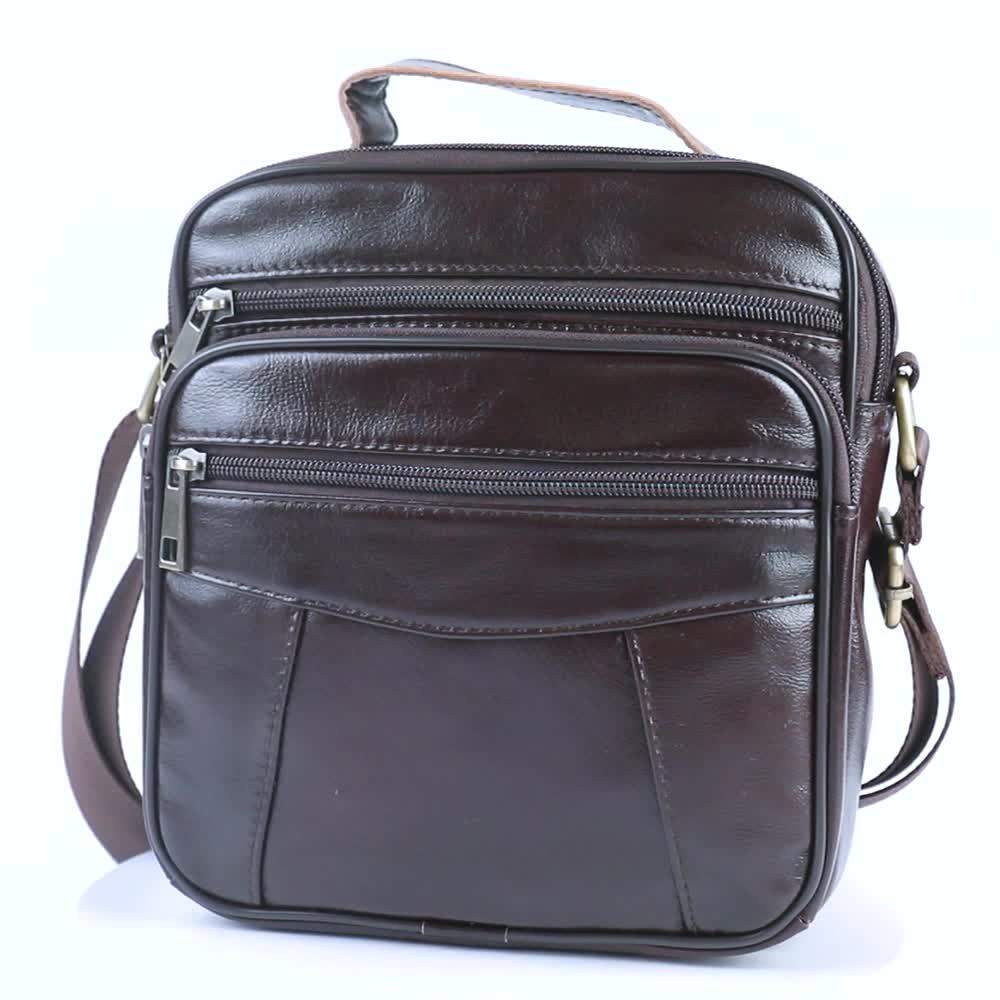 Vintage Genuine Leather Crossbody Bag, Multifunctional Shoulder Bag